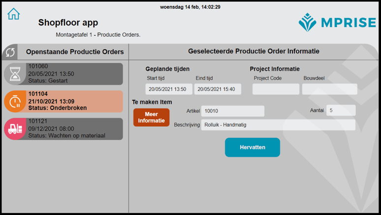 Shopfloor App voorbeeld