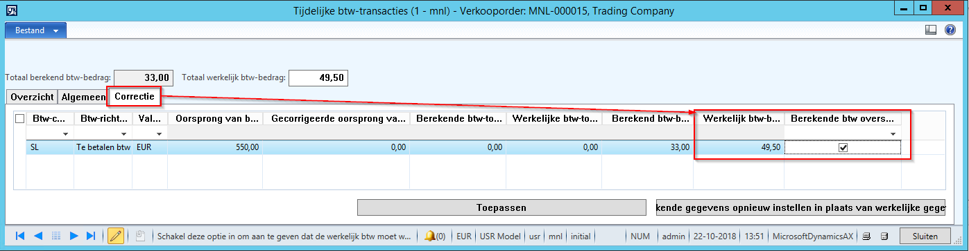 BTW wijziging in Microsoft Dynamics AX