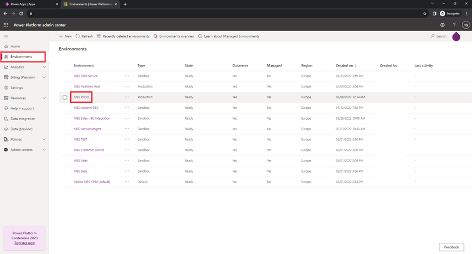 Mailbox activeren in Power Platform 1