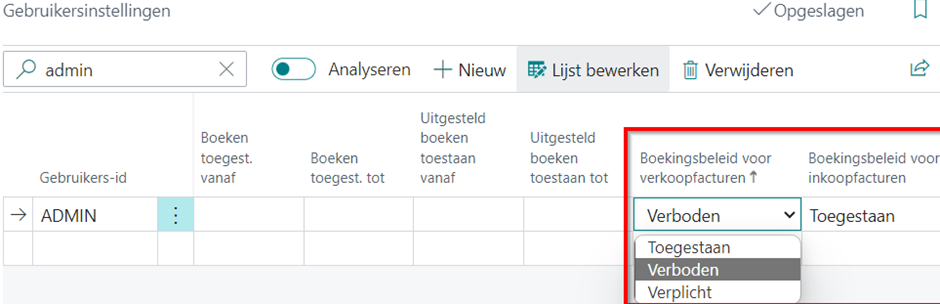 Facturatierechten instellen in Business Central